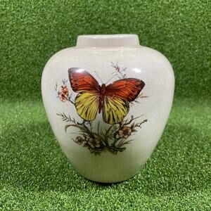 Vintage Treasure Craft Pottery Butterfly Ceramic Vase USA